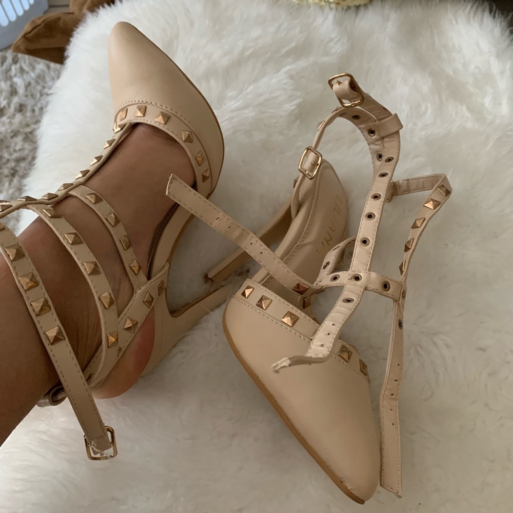 10cm valentino like nude pointy high heels